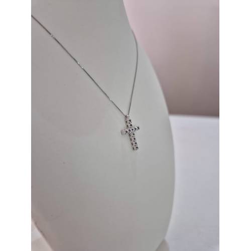 COLLANA CROCE ORO BIANCO 18 Kt 750...