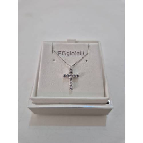 COLLANA CROCE ORO BIANCO 18 Kt 750...