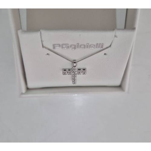 COLLANA CROCE ORO BIANCO 18 Kt 750...