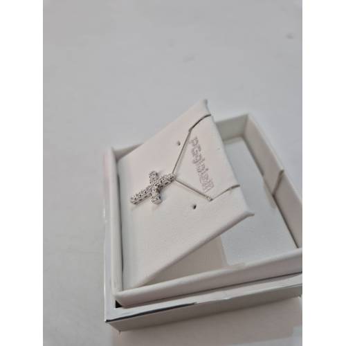 COLLANA CROCE ORO BIANCO 18 Kt 750...