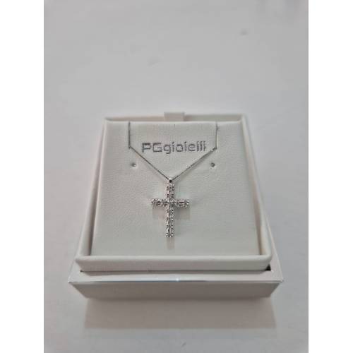 COLLANA CROCE ORO BIANCO 18 Kt 750...