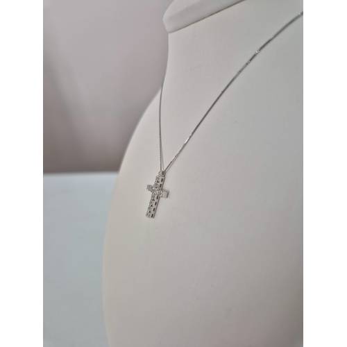 COLLANA CROCE ORO BIANCO 18 Kt 750...