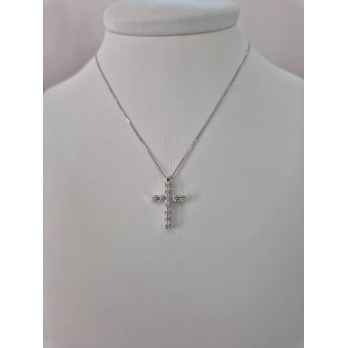 COLLANA CROCE ORO BIANCO 18 Kt 750...