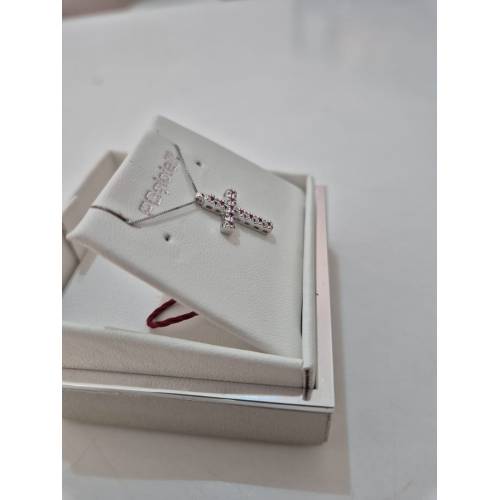 COLLANA CROCE ORO BIANCO 18 Karati...