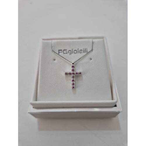 COLLANA CROCE ORO BIANCO 18 Karati...