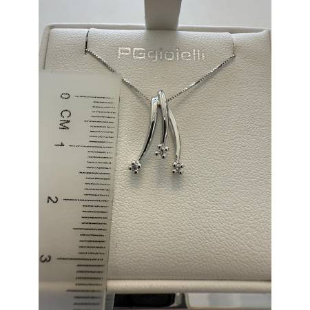 COLLANA TRILOGY Pendente Con DIAMANTI In Oro Bianco 18 Karati 750% PG GIOIELLI