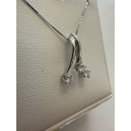 COLLANA TRILOGY Pendente Con DIAMANTI In Oro Bianco 18 Karati 750% PG GIOIELLI