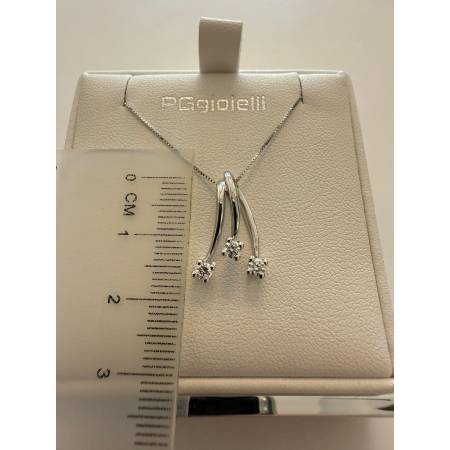 COLLANA TRILOGY Pendente Con DIAMANTI In Oro Bianco 18 Karati 750% PG GIOIELLI