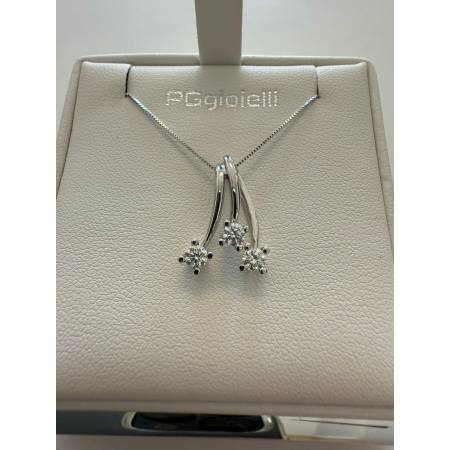 COLLANA TRILOGY Pendente Con DIAMANTI In Oro Bianco 18 Karati 750% PG GIOIELLI