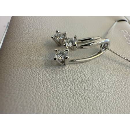 COLLANA TRILOGY Pendente Con DIAMANTI In Oro Bianco 18 Karati 750% PG GIOIELLI