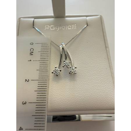 COLLANA TRILOGY Pendente Con DIAMANTI In Oro Bianco 18 Karati 750% PG GIOIELLI