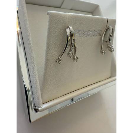 ORECCHINI TRILOGY Pendenti Con DIAMANTI PG GIOIELLI ORO BIANCO 18 Kt 750% Donna