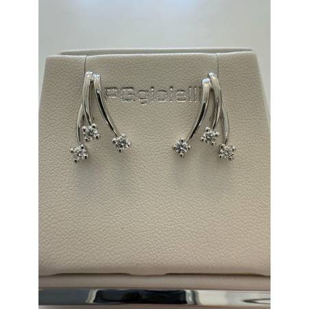 ORECCHINI TRILOGY Pendenti Con DIAMANTI PG GIOIELLI ORO BIANCO 18 Kt 750% Donna