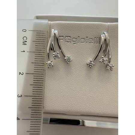 ORECCHINI TRILOGY Pendenti Con DIAMANTI PG GIOIELLI ORO BIANCO 18 Kt 750% Donna