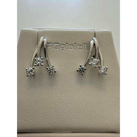 ORECCHINI TRILOGY Pendenti Con DIAMANTI PG GIOIELLI ORO BIANCO 18 Kt 750% Donna
