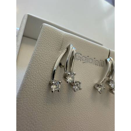 ORECCHINI TRILOGY Pendenti Con DIAMANTI PG GIOIELLI ORO BIANCO 18 Kt 750% Donna