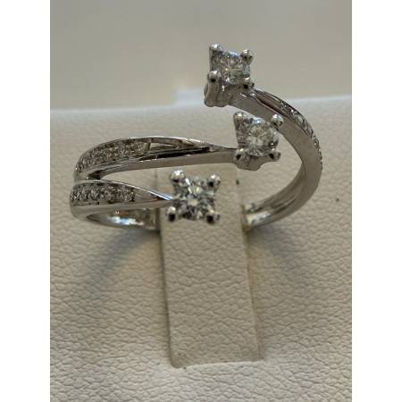 ANELLO TRILOGY DIAMANTI Taglio Brillante G VS ORO BIANCO 18 KARATI PG Gioielli