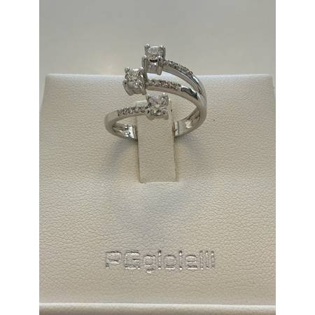 ANELLO TRILOGY DIAMANTI Taglio Brillante G VS ORO BIANCO 18 KARATI PG Gioielli