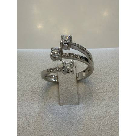ANELLO TRILOGY DIAMANTI Taglio Brillante G VS ORO BIANCO 18 KARATI PG Gioielli
