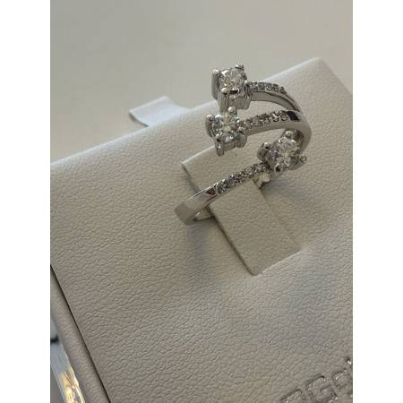 ANELLO TRILOGY DIAMANTI Taglio Brillante G VS ORO BIANCO 18 KARATI PG Gioielli