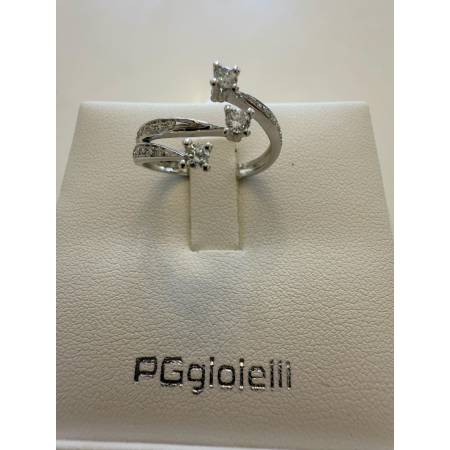 ANELLO TRILOGY DIAMANTI Taglio Brillante G VS ORO BIANCO 18 KARATI PG Gioielli