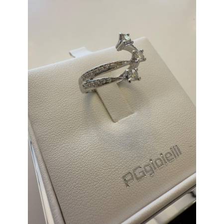 ANELLO TRILOGY DIAMANTI Taglio Brillante G VS ORO BIANCO 18 KARATI PG Gioielli