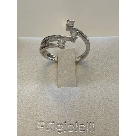 ANELLO TRILOGY DIAMANTI Taglio Brillante G VS ORO BIANCO 18 KARATI PG Gioielli