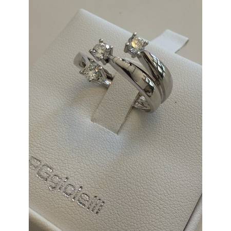 ANELLO TRILOGY DIAMANTI Taglio Brillante G VS ORO BIANCO 18 KARATI PG Gioielli