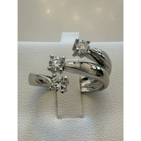 ANELLO TRILOGY DIAMANTI Taglio Brillante G VS ORO BIANCO 18 KARATI PG Gioielli