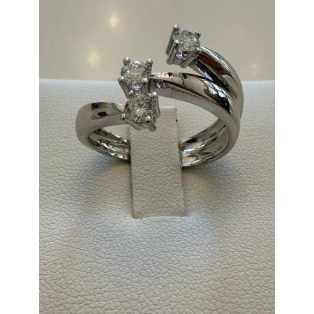 ANELLO TRILOGY DIAMANTI Taglio Brillante G VS ORO BIANCO 18 KARATI PG Gioielli