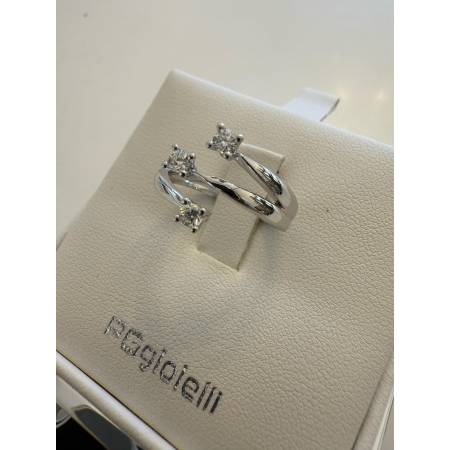 ANELLO TRILOGY DIAMANTI Taglio Brillante G VS ORO BIANCO 18 KARATI PG Gioielli