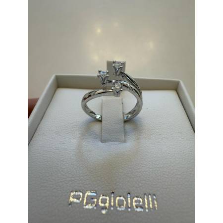 ANELLO TRILOGY DIAMANTI Taglio Brillante G VS ORO BIANCO 18 KARATI PG Gioielli
