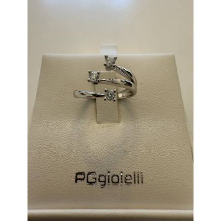 ANELLO TRILOGY DIAMANTI Taglio Brillante G VS ORO BIANCO 18 KARATI PG Gioielli