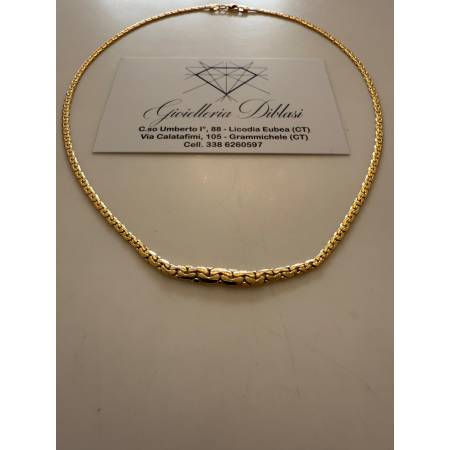 COLLANA In ORO GIALLO 18 Karati 750% Donna COLLIER Girocollo Maglia A Decrescere