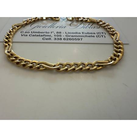 BRACCIALE Uomo Donna Unisex ORO GIALLO 18 Karati 750%/1000 Maglia CATENA Italia