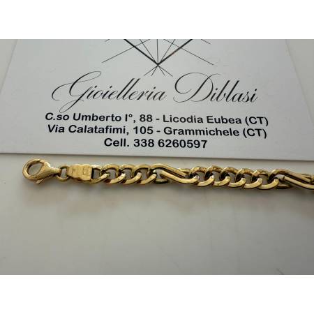 BRACCIALE Uomo Donna Unisex ORO GIALLO 18 Karati 750%/1000 Maglia CATENA Italia