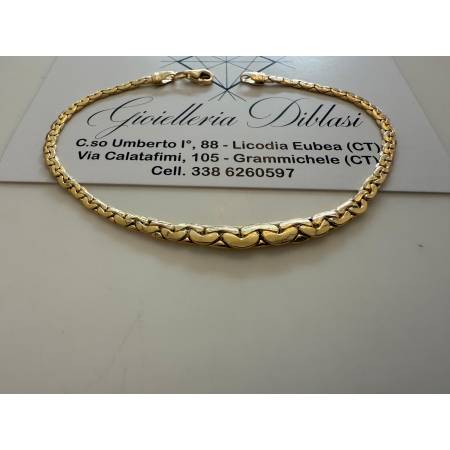 BRACCIALE Donna ORO GIALLO 18 Karati 750/1000 Maglia CATENA Piatta Lucida Italia