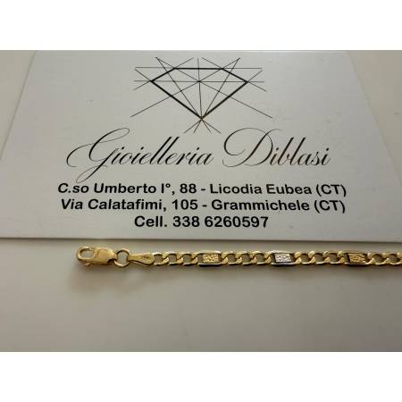 BRACCIALE ORO 18 Kt 750% Uomo Donna Unisex Bicolore GIALLO BIANCO Maglia Catena
