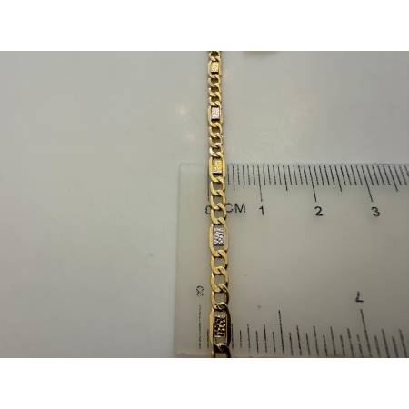 BRACCIALE ORO 18 Kt 750% Uomo Donna Unisex Bicolore GIALLO BIANCO Maglia Catena