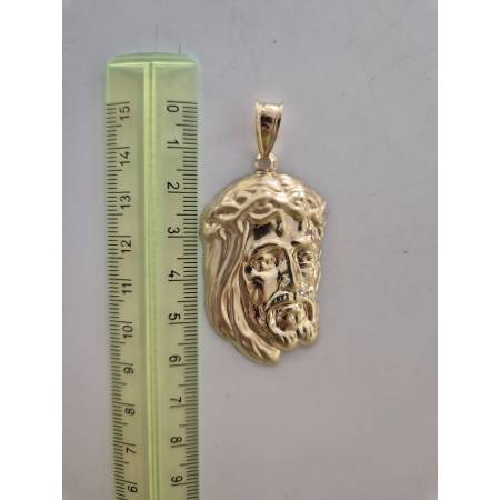 CIONDOLO Pendente MEDAGLIA VOLTO DI GESU' CRISTO ORO GIALLO 18 KARATI 750%/1000