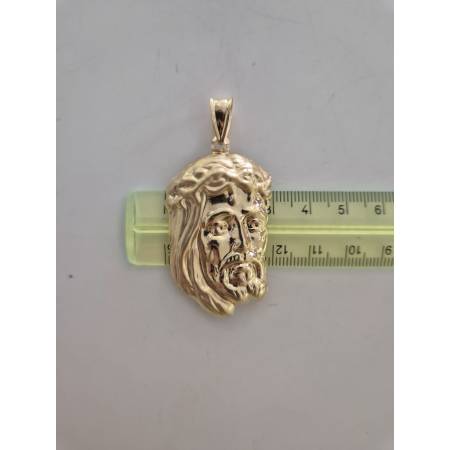 CIONDOLO Pendente MEDAGLIA VOLTO DI GESU' CRISTO ORO GIALLO 18 KARATI 750%/1000