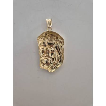 CIONDOLO Pendente MEDAGLIA VOLTO DI GESU' CRISTO ORO GIALLO 18 KARATI 750%/1000