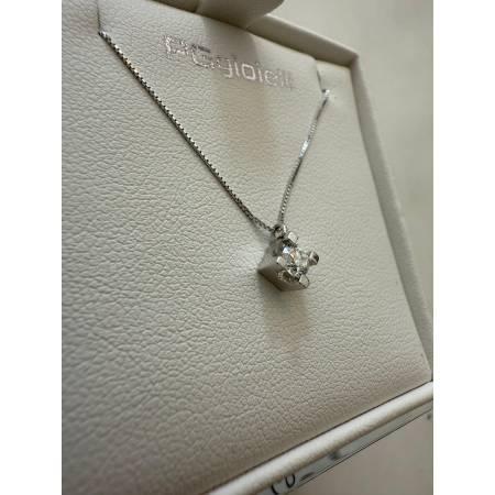 COLLANA PG GIOIELLI PUNTO LUCE Con DIAMANTE In Oro Bianco 18 Karati 750/1000