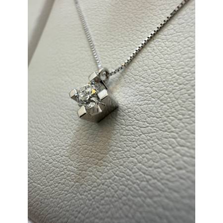 COLLANA PG GIOIELLI PUNTO LUCE Con DIAMANTE In Oro Bianco 18 Karati 750/1000