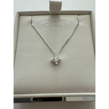 COLLANA PG GIOIELLI PUNTO LUCE Con DIAMANTE In Oro Bianco 18 Karati 750/1000