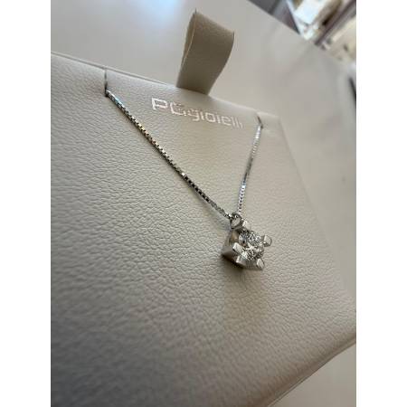 COLLANA PG GIOIELLI PUNTO LUCE Con DIAMANTE In Oro Bianco 18 Karati 750/1000