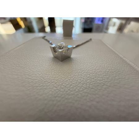 COLLANA PG GIOIELLI PUNTO LUCE Con DIAMANTE 0,50 Kt In Oro Bianco 18 Karati 750%