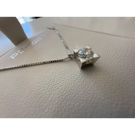 COLLANA PG GIOIELLI PUNTO LUCE Con DIAMANTE 0,50 Kt In Oro Bianco 18 Karati 750%