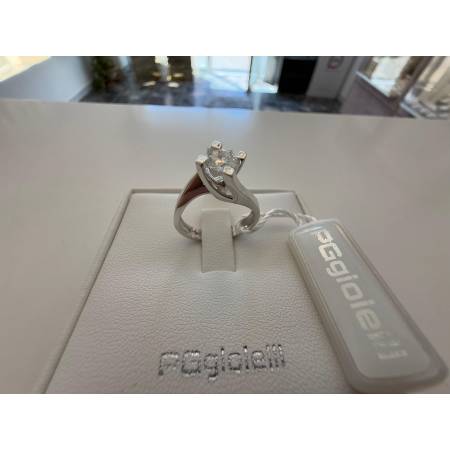 ANELLO SOLITARIO DIAMANTE Taglio Brillante 0,50 ORO BIANCO 18 KARATI PG Gioielli