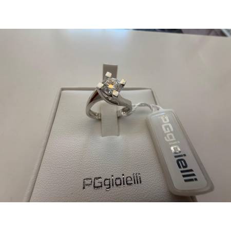ANELLO SOLITARIO DIAMANTE Taglio Brillante 0,50 ORO BIANCO 18 KARATI PG Gioielli